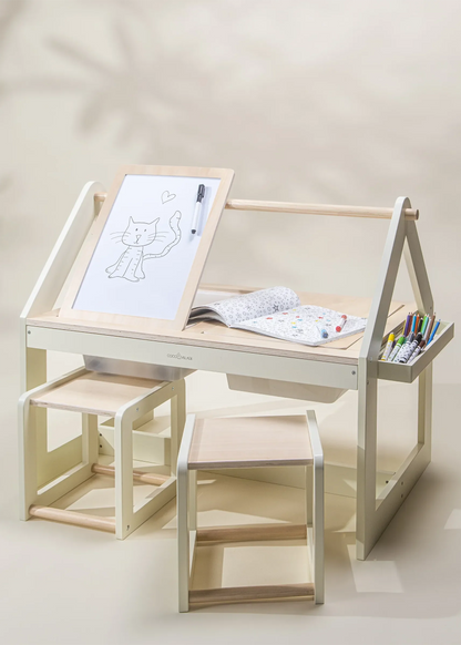 Multifunction Wooden Art & Sensory Table w/Stools