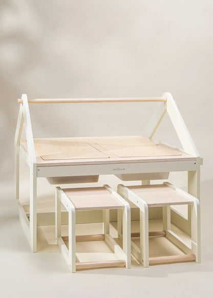 Multifunction Wooden Art & Sensory Table w/Stools