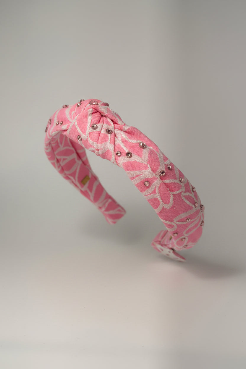 Embroidered Pink Headband
