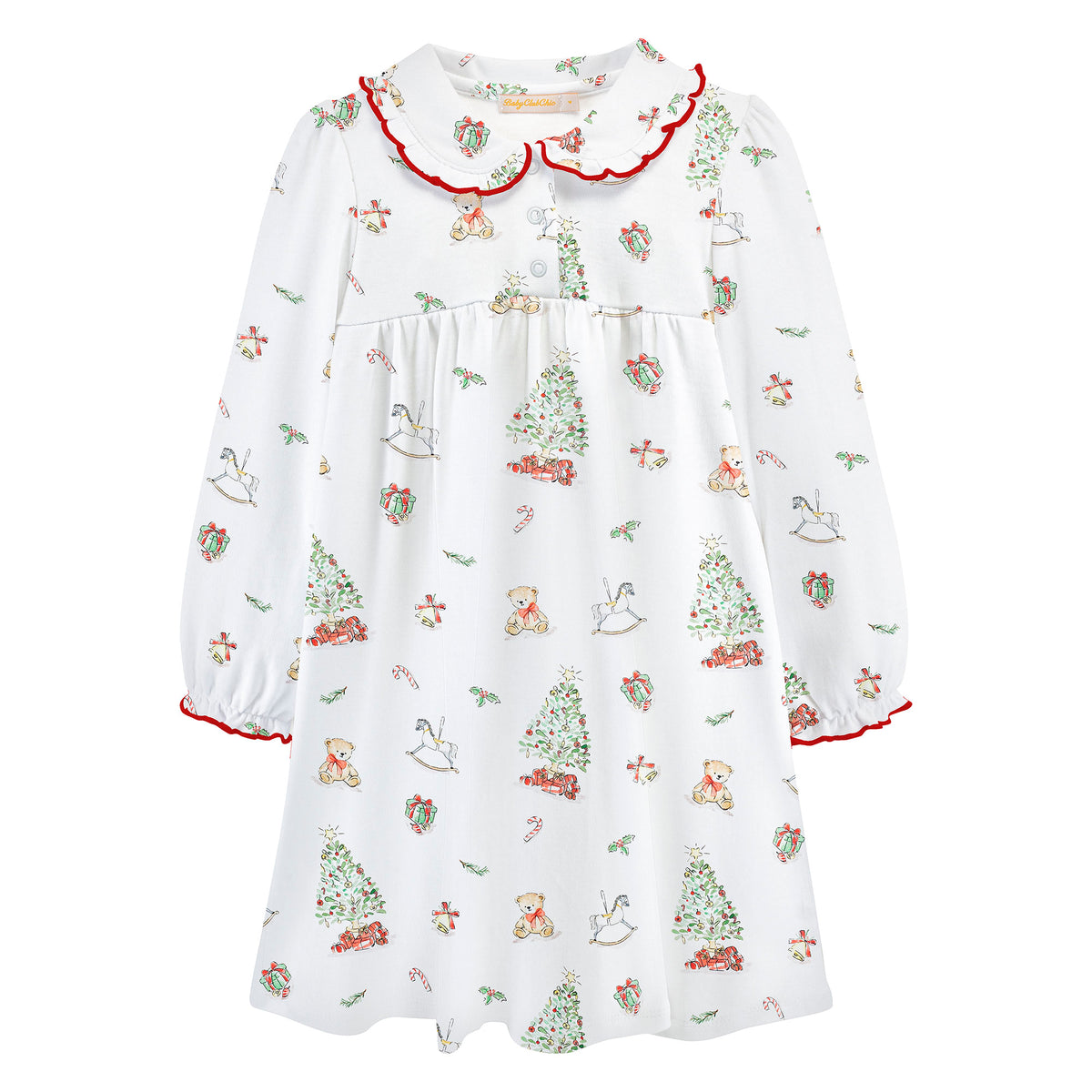 Christmas Tree Printer Pima Dress with round collar
