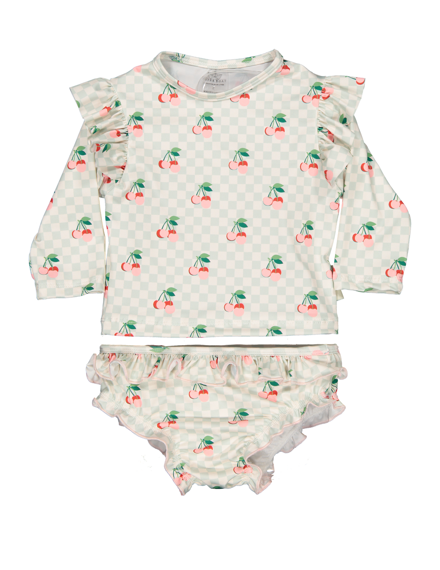 Cherries Squares Long Sleeve Bikini