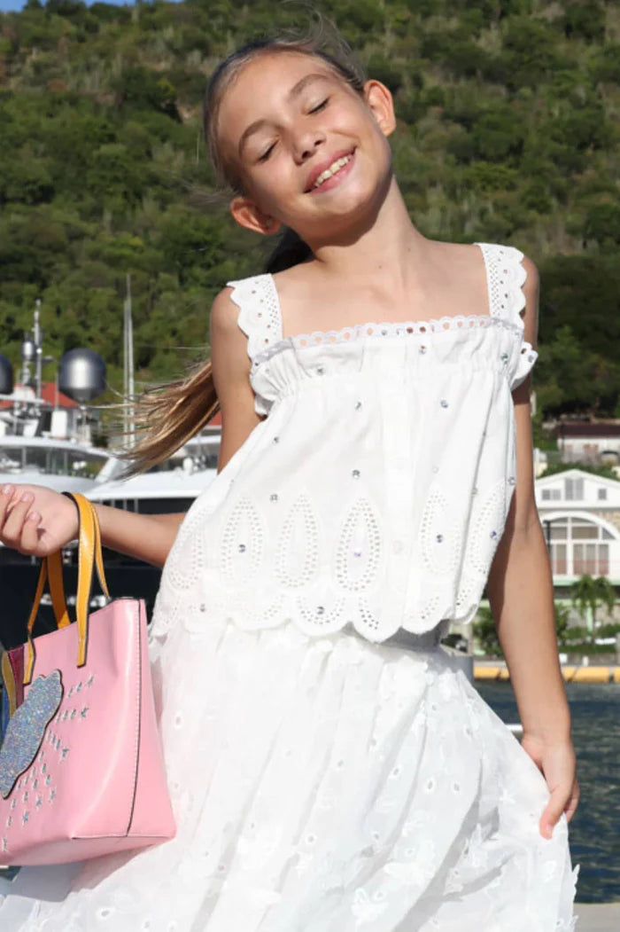 Crystal Eyelet Top