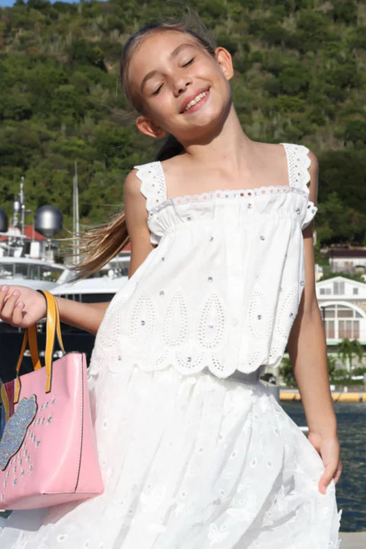 Crystal Eyelet Top