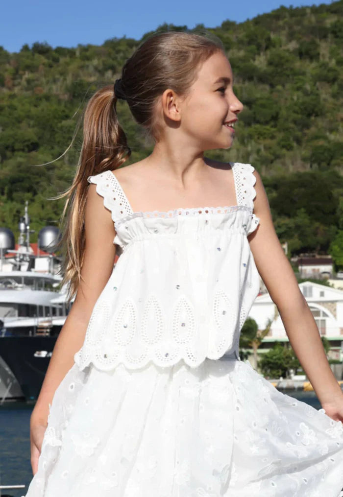 Crystal Eyelet Top