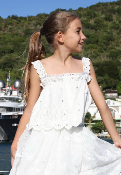 Crystal Eyelet Top