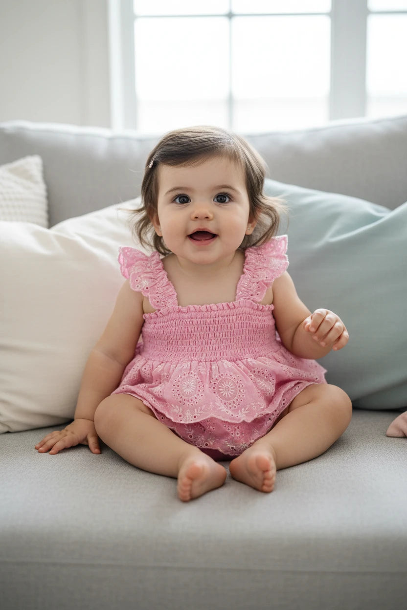 Liliana Eyelet Infant Romper