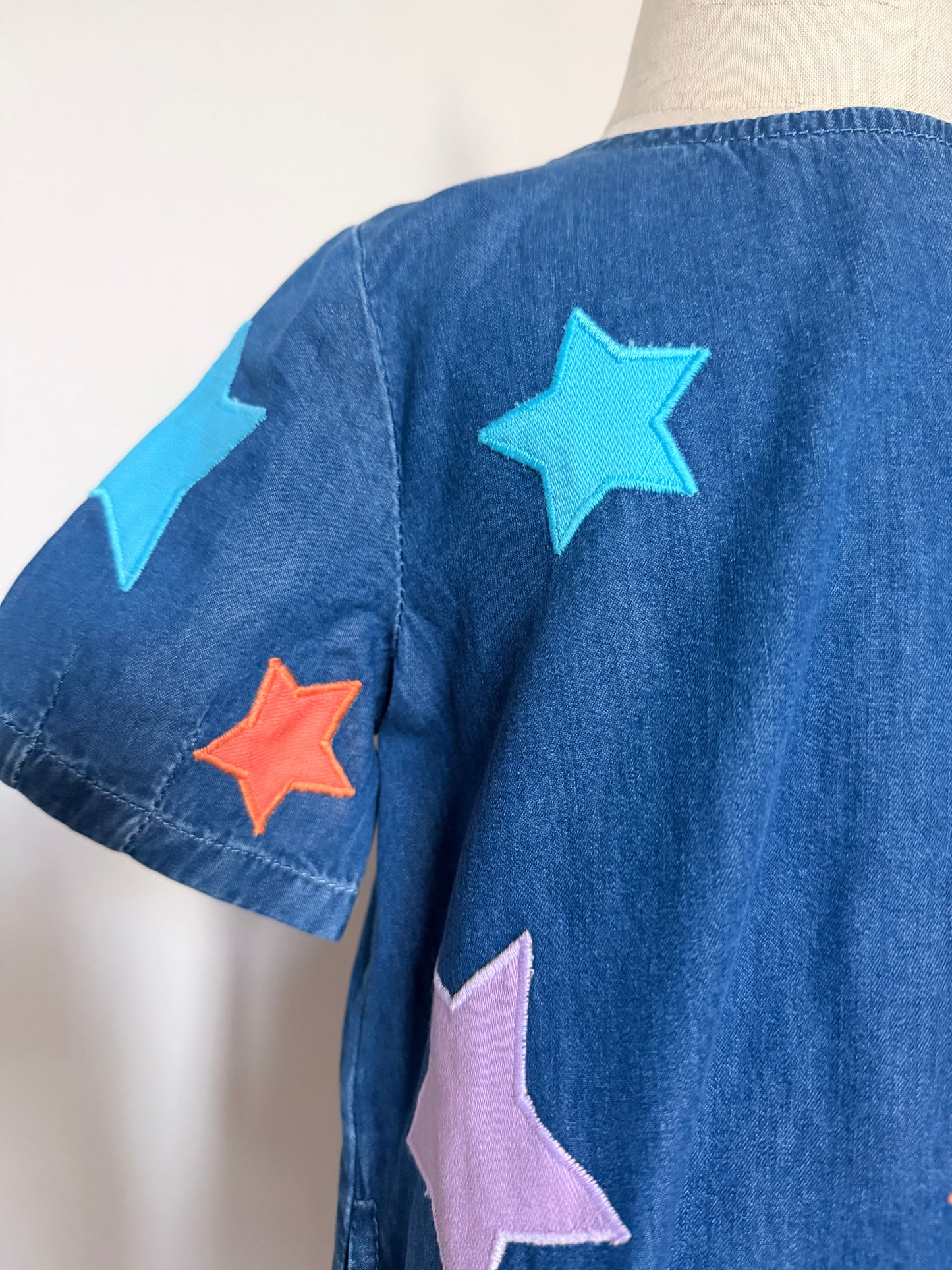 Rainbow Star Denim Dress