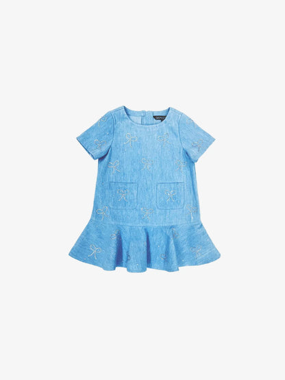 Bettina Crystal Bow Denim Dress
