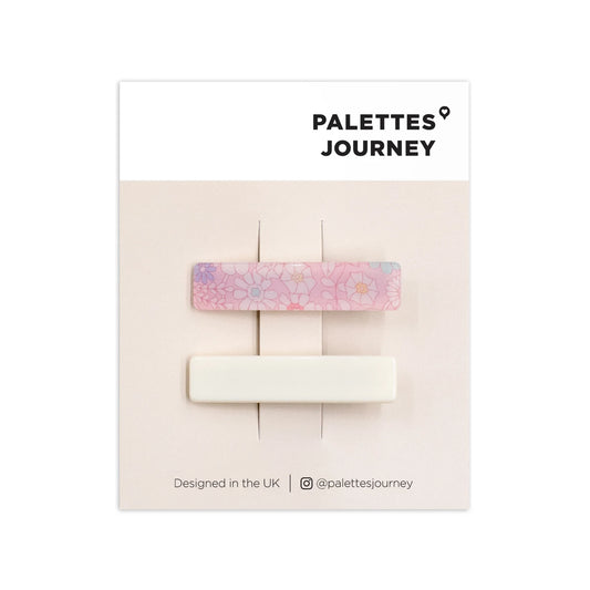 Barrette Clips Liberty Junes Meadow Pink Set