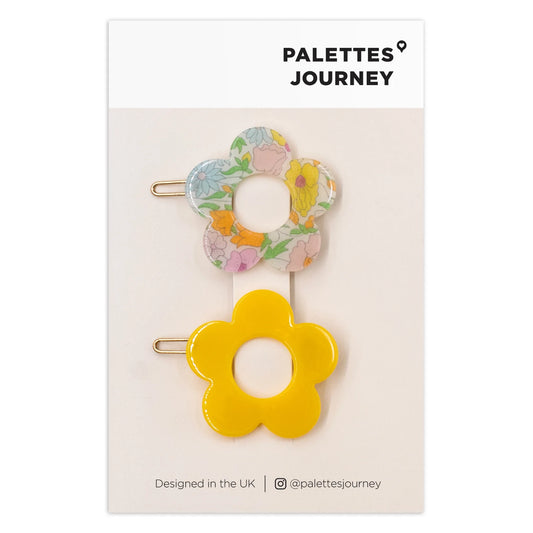 Flower Barrettes Clips Liberty Poppy Citrus Blosson Set