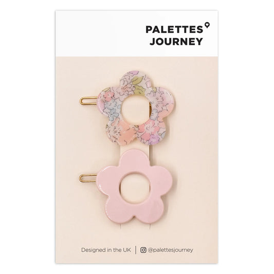 Flower Barrette Clips Liberty Michelle Blush Set
