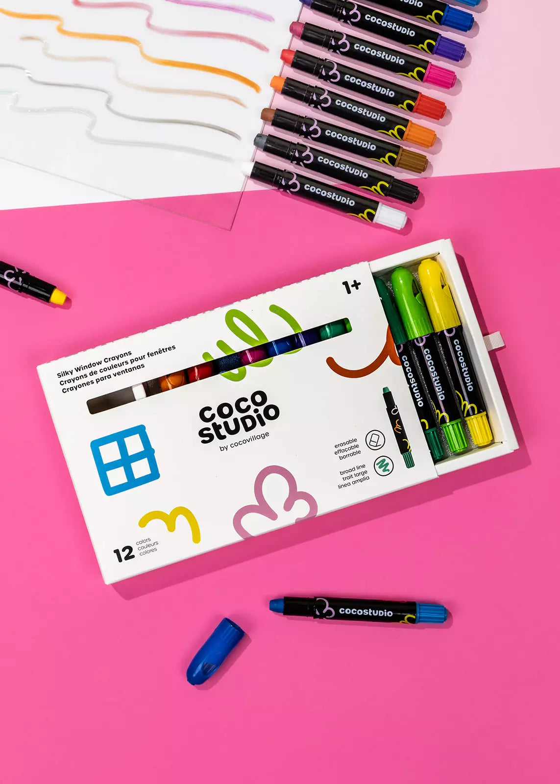 Erasable Silky Window Crayons-12 Colors