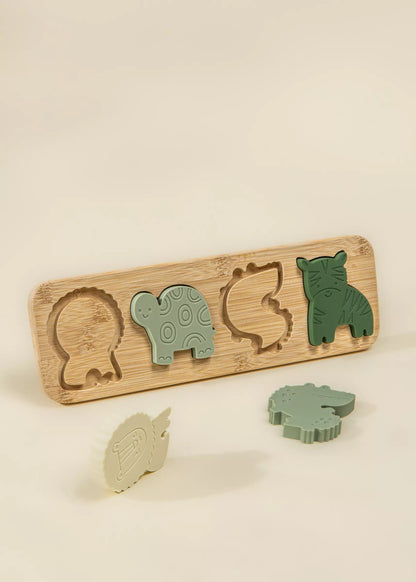 Silicone Puzzle on Wooden Plate
