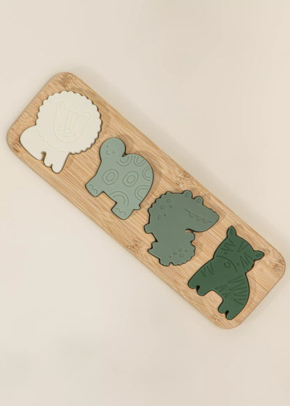 Silicone Puzzle on Wooden Plate