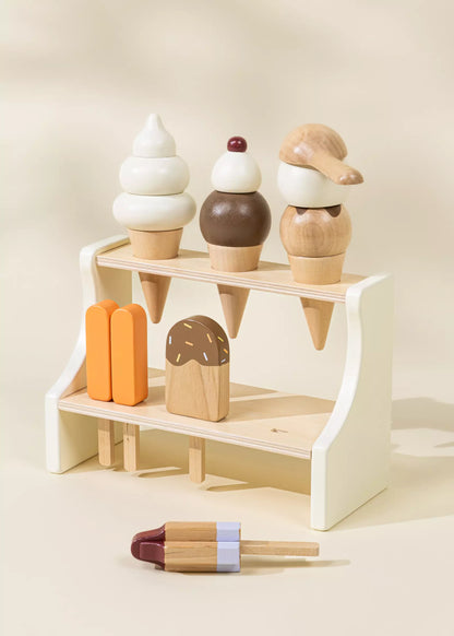 Wooden Ice Cream Stand and Accesories